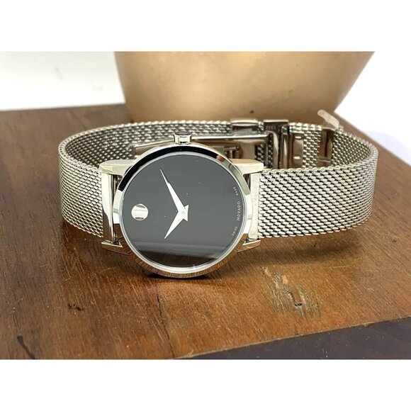 Movado Women\'s Watch 0607220 Black Dial Swiss Quartz 28mm Silver Mesh Steel main image 11